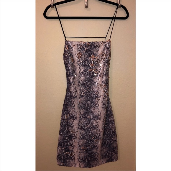 Topshop Backless Metallic Snakeskin Sequin Dress - Picture 1 of 8